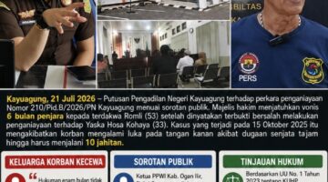 Vonis 6 Bulan dalam Kasus Penganiayaan Berujung 10 Jahitan PN Kayuagung Tuai Sorotan Publik, Dimana Rasa Keadilan Bagi Korban?