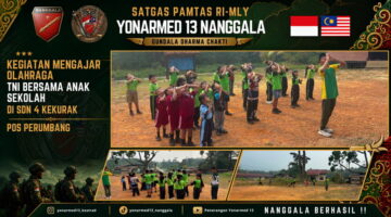Dukung Pendidikan Perbatasan, Pos Perumbang Satgas Yonarmed 13/Nanggala Berikan Pelatihan Olahraga bagi Siswa SDN 04 Kekurak